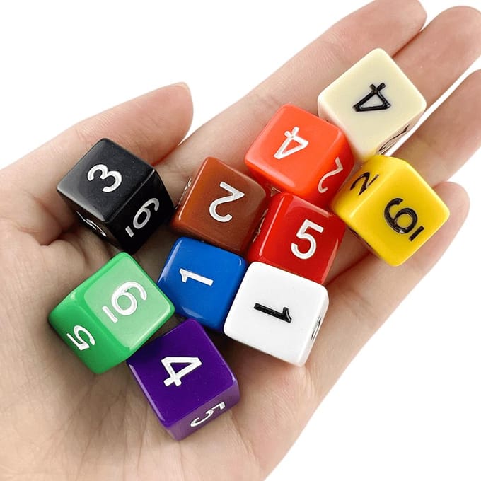 D6 Polyhedrale Dobbelstenen 16mm TRPG DND Digitale Dobbelstenen Spel Kit 6 Zijden 10 Stuks voor Bordspel