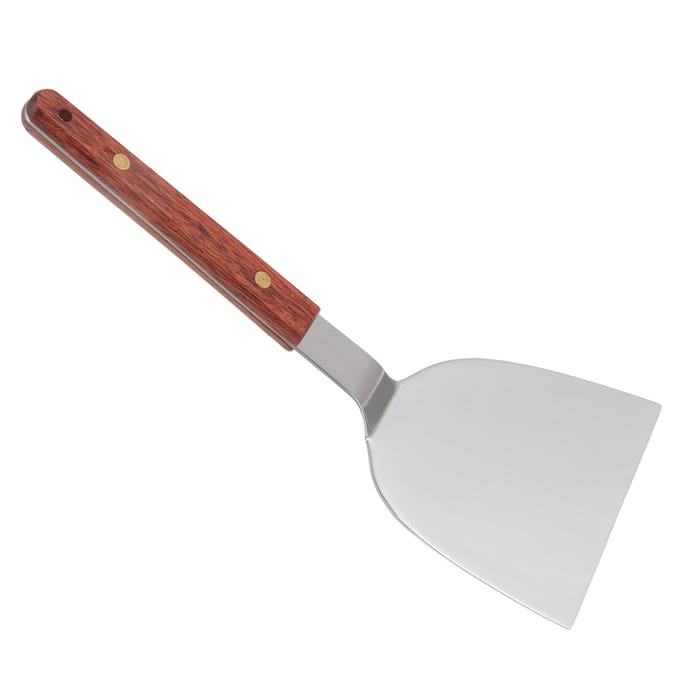 Barbecue Spatel RVS Multifunctionele Grill Spatel met Houten Handvat voor Steak Vis 105mm white