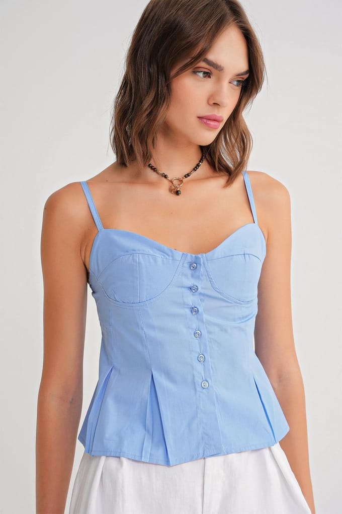 Hartje Nek Knoop-Voorkant Peplum Camitop