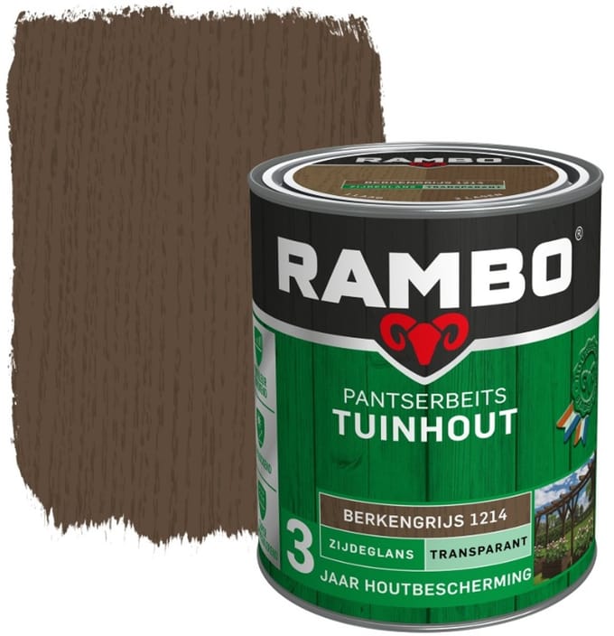 Rambo Pantserbeits Tuinhout Zijdeglans - 1.5L - Berkengrijs