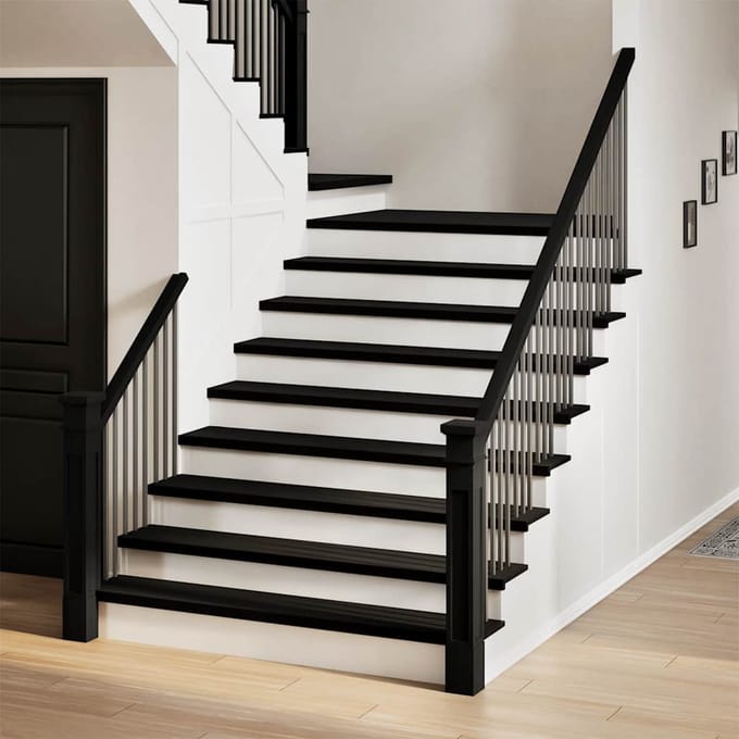 vidaXL - Traptreden - 8 - st - 110x30x2 - cm - massief - eikenhout - bruin-zwart
