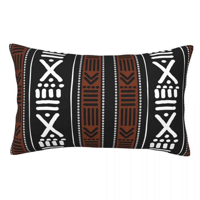 Housse de coussin rectangulaire Bogolan africain Décoration Chambre à coucher Lit Maison Confort Coussin d'appoint 50x35cm