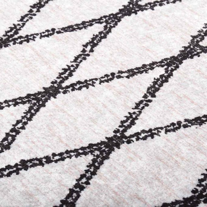 vidaXL - Vloerkleed - wasbaar - 190x300 - cm - zwart - en - wit
