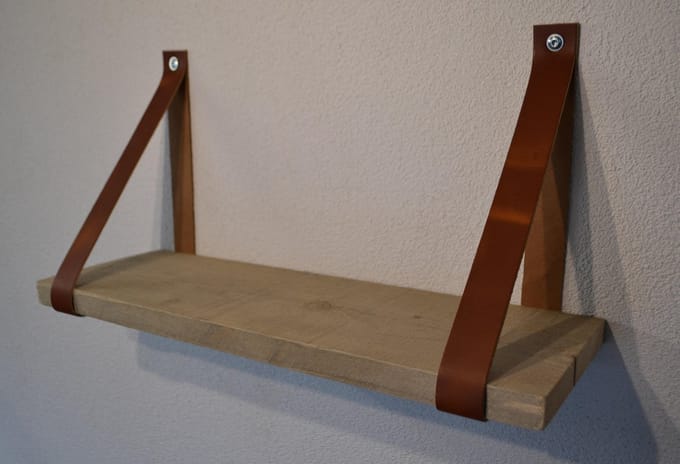 Leren plankdragers | Cognac | 2 stuks | per set | Echt lederen plankendragers | Plankendrager | Plankdragers cognac | Plankdragers leer | Industriele plankdragers | Ophangsysteem | cognac plankdragers | plank dragers | planken dragers
