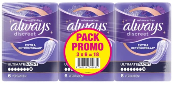 Always Inlegkruisjes Nacht - 3x6 stuks