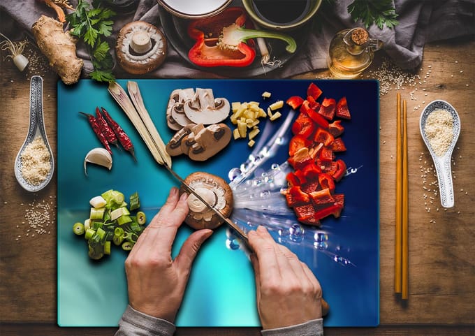 TMK ArtDeko - Glazen Snijplank - 52x40 cm - Kleurvol Ontwerp
