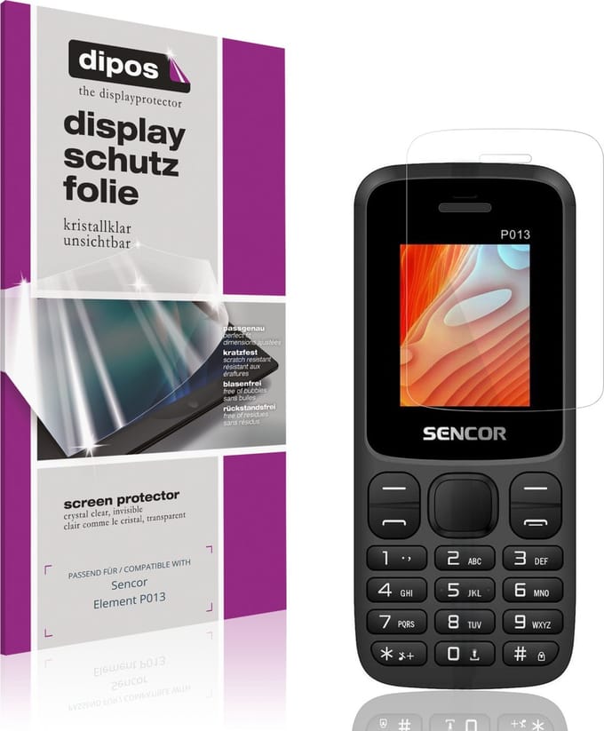 dipos – 4x Beschermfolie geschikt voor Sencor Element P013 | Krasbestendige & heldere Screenprotector Ultra-Thin