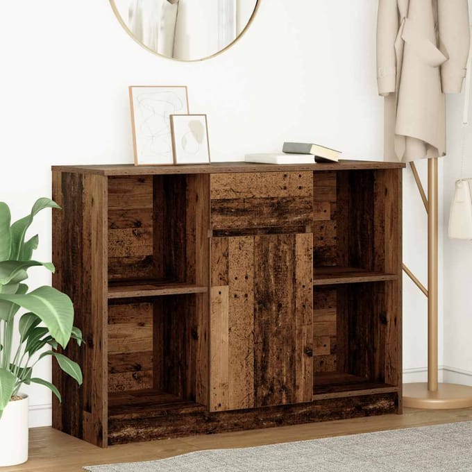 vidaXL - Dressoir - met - lade - 101x35x76 - cm - spaanplaat - oud - hout