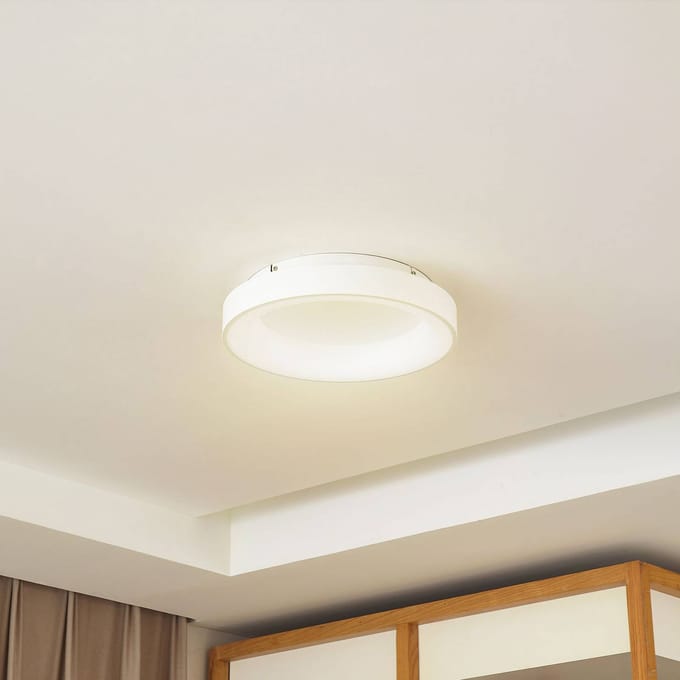 Lucande LED plafondlamp Samvel, Ø 38,4 cm, wit, ijzer