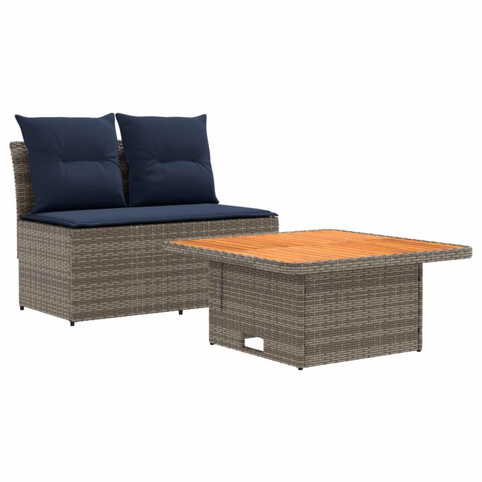 vidaXL - 2 - Stuk - Tuin - middelste - sofa - met - opklaptafel - poly - rattan