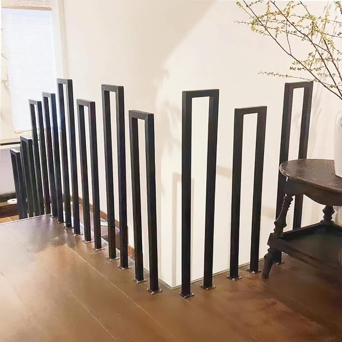 Trapleuning Metaal - Traphek Buiten - Veilig Traplopen - U-vormig Design - 75x20cm - Zwart