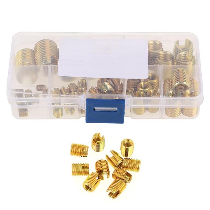 50 stuks messingkleurige zelftappende draadsleuf inzetstukken combinatieset reparatie draadgereedschap