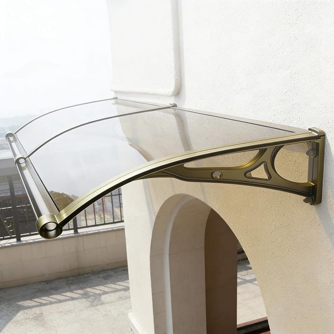 Deur Luifel - Overkapping Huisdeur - Bescherming Buiten - UV Bestendig Polycarbonaat - 60x340cm - Bruin