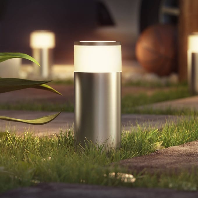 Philips Hue Calla Sokkellamp - Wit En Gekleurd Licht - Roestvrij Staal - Laag - Lowvolt - Uitbreiding