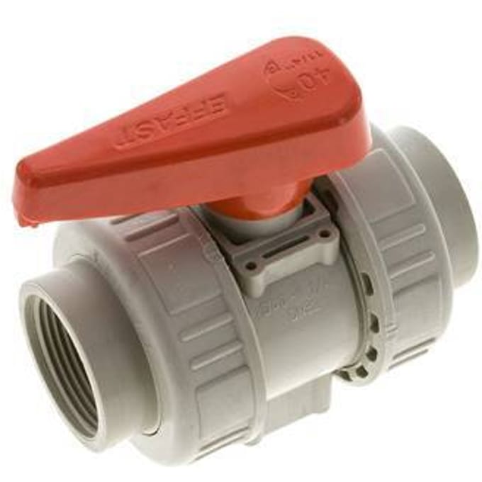 PP-H 2-weg Kogelkraan Dubbele Wartel Rp 1 1/4'' FKM
