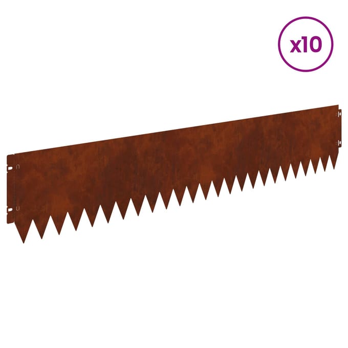 vidaXL - Gazonrand - 10 - st - 103 - x - 20 - cm - Staal - Roestkleurig