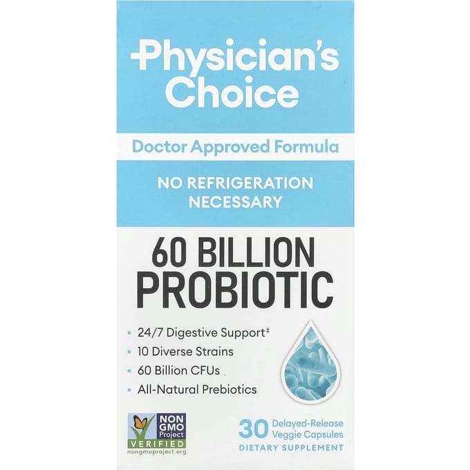 Physician's Choice, 60 Milliards de Probiotiques, 30 Capsules Végétales à Libération Retardée