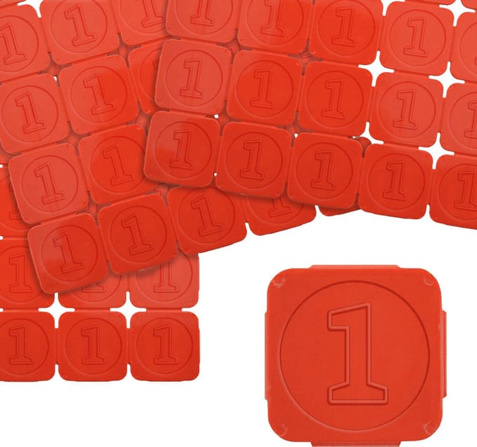 CombiCraft plastic breekmunten met getal 1 in rood - per 1000 munten