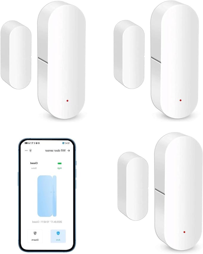 Slimme Draadloze Deursensor voor Thuisveiligheid: Contactsensor voor Deur en Raam met Directe App Meldingen, Compatibel met Alexa en Google Assistant (set van 3)
