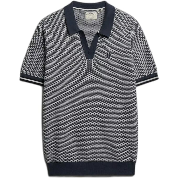 Superdry Johnny Collar Knitted Korte Mouw Poloshirt Grijs S Man