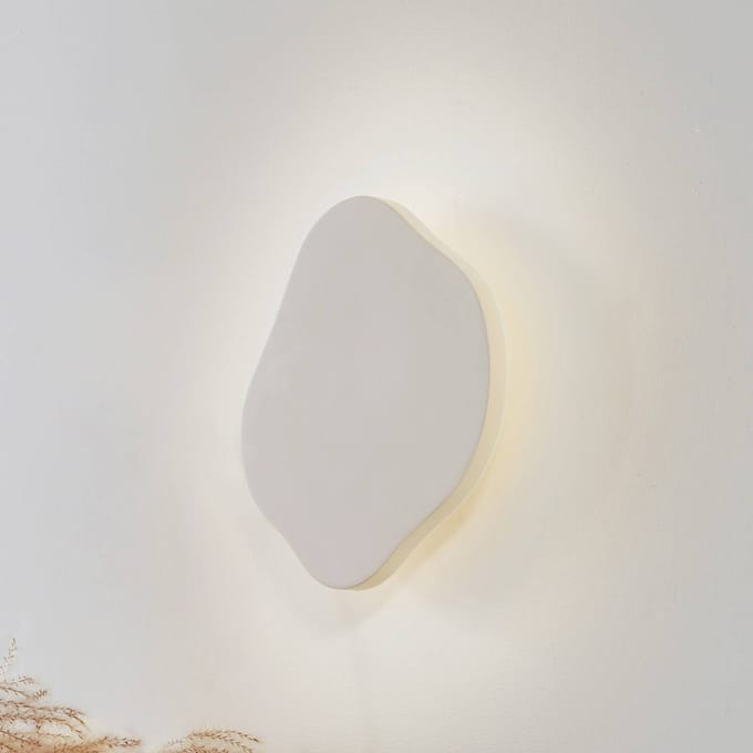 Lindby LED wandlamp Nielson, beige, gips, 30 cm hoog