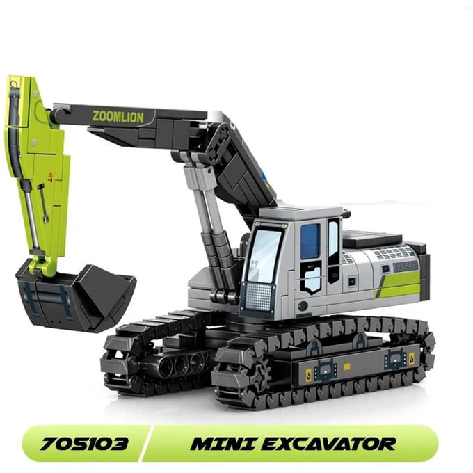 Bouwstenen Stad Constructie Kinderspeelgoed Cementmixer Vrachtwagen Kraan Graafmachine Mini Bulldozer Ideaal voor Jongenscadeaus black