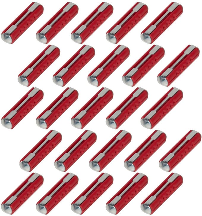 25 stuks torpedozekeringen 16A rood; thermoplastisch kunststof