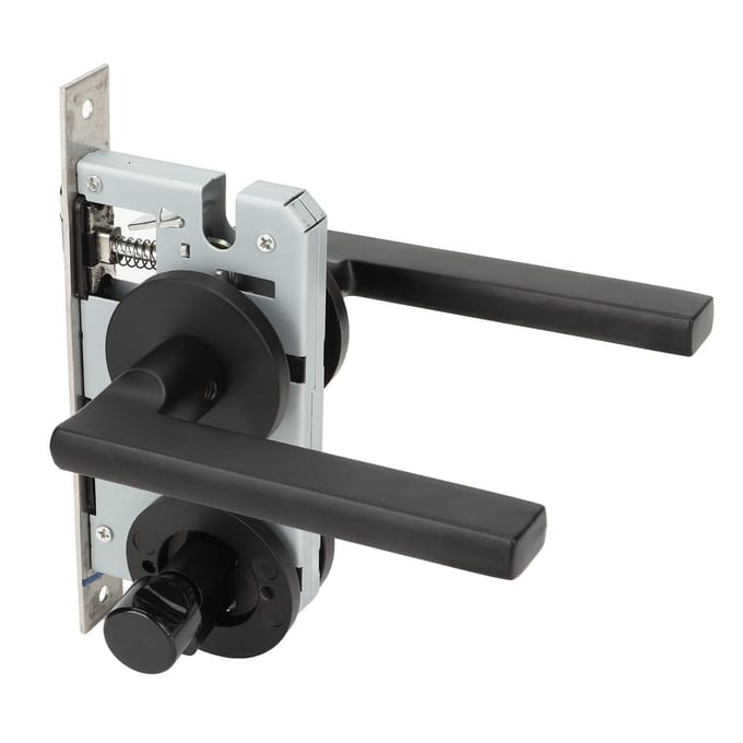 2 STUKS Deurklink RVS Impactpreventie Heavy Duty Sleutelinvoer Handgrepen voor Thuis black