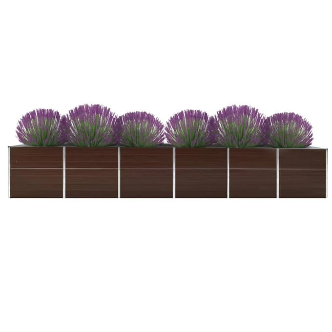 vidaXL - Plantenbak - verhoogd - 480x80x77 - cm - gegalvaniseerd - staal - bruin