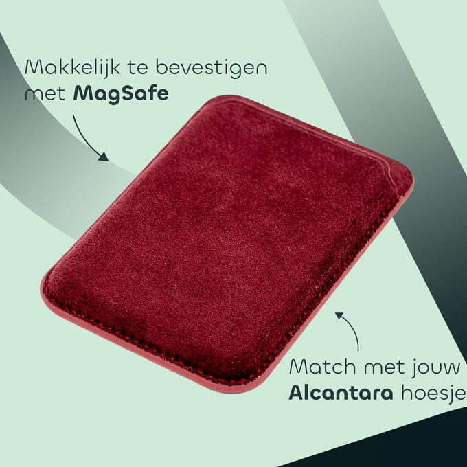 iPhone 17 – Alcantara Case + MagSafe Wallet + Gratis Screenprotector | Ruby Red | iPhone 17