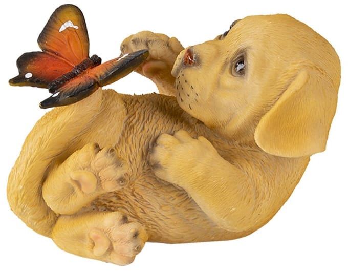 Hond met vlinder,decoratie geschikt voor binnen en buiten