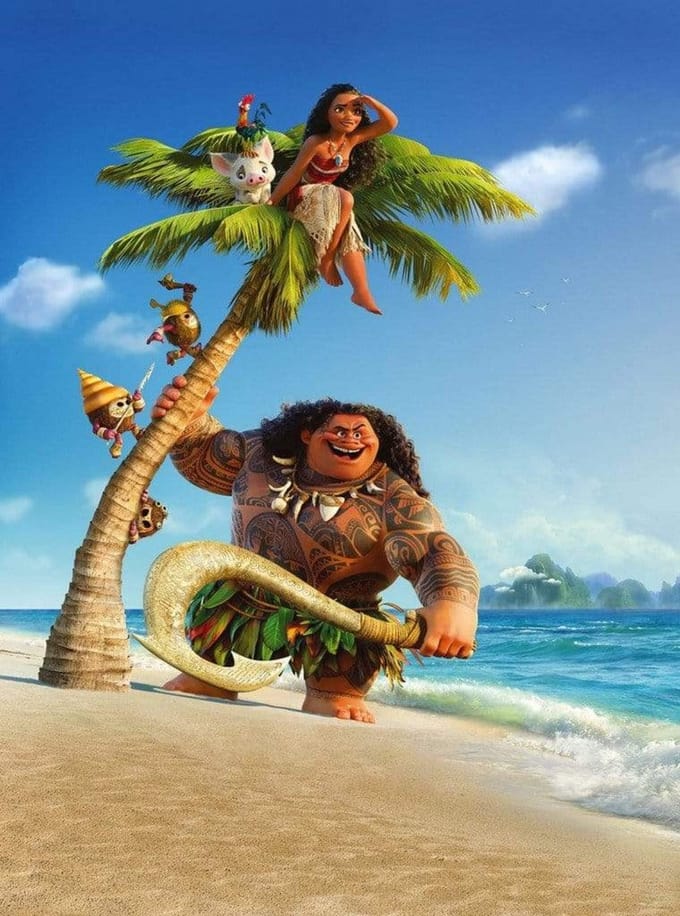 Fotobehang - Moana and Maui 184x248cm - Vliesbehang