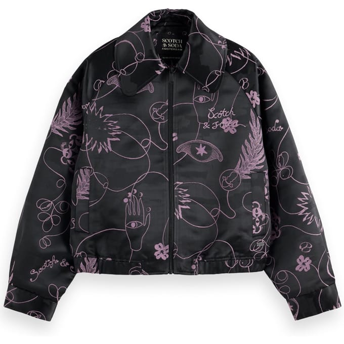 Scotch & Soda Jacquard Bomber Jacket Free Mind Jacquard Maat: XS | Jassen Outlet | Dames | Zwart
