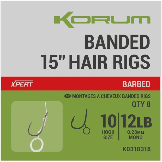 Dobber met een haak Korum Banded Hair Barbed (x8)