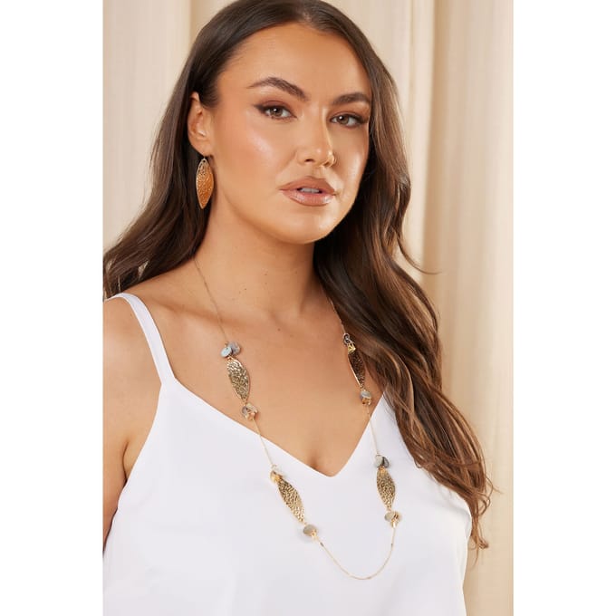 Yours Goudkleurige Bladketting En Oorbellensetsize One Size