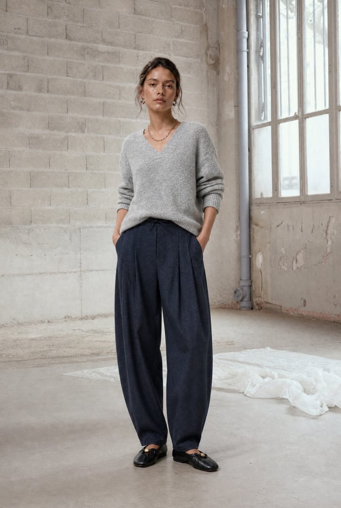 Elodie viscose blend barel pants | Blue Denim - Blue Denim / S