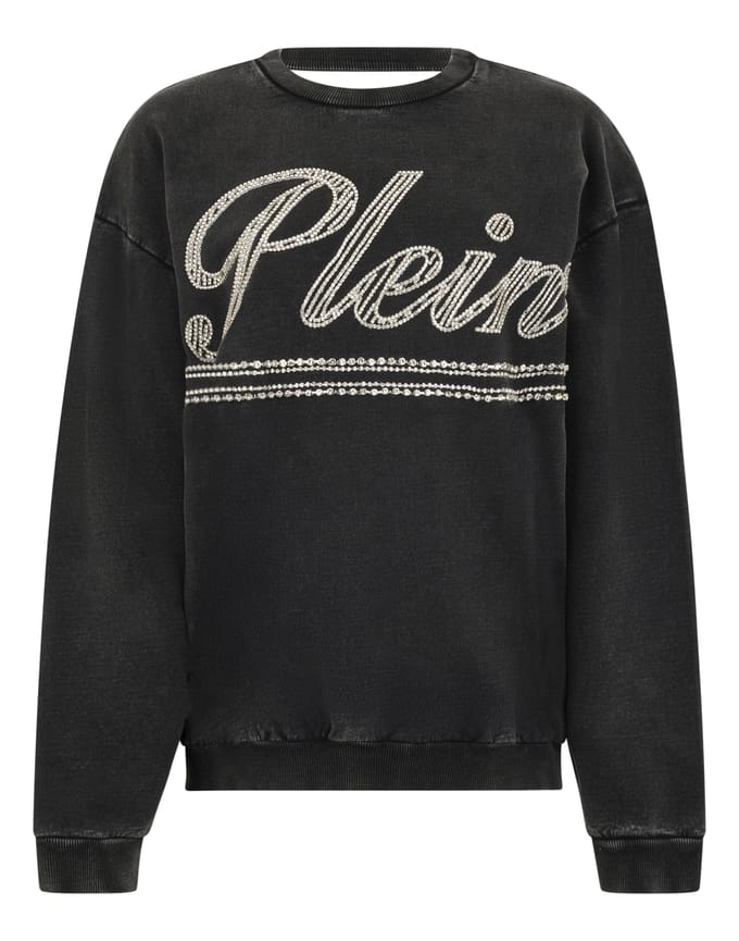 Round Neck Sweatshirt Spiderweb Strass