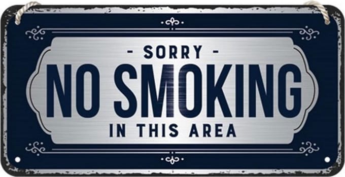 Hangend Sorry No Smoking In This Area Metalen Bord - 10 x 20 cm