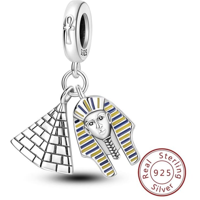 Composants de Perles à Charme Pyramide en Métal Cuivre Authentique Original Pendentif Pharaon Composant de Perle Composants de Perles Compatibles Avec Bracelet Haute Qualité white
