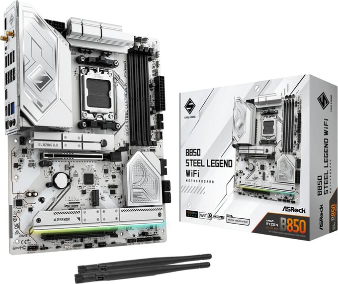 ASRock B850 Steel Legend Moederbord Socket AMD AM5 Vormfactor ATX Moederbord chipset AMD® B850