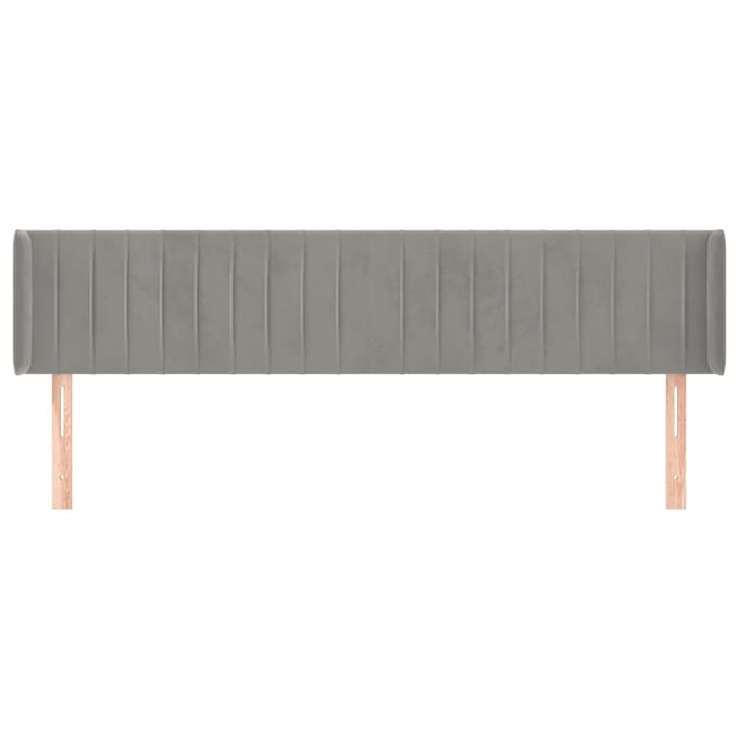 vidaXL - Hoofdbord - met - randen - 203x16x78/88 - cm - fluweel - lichtgrijs