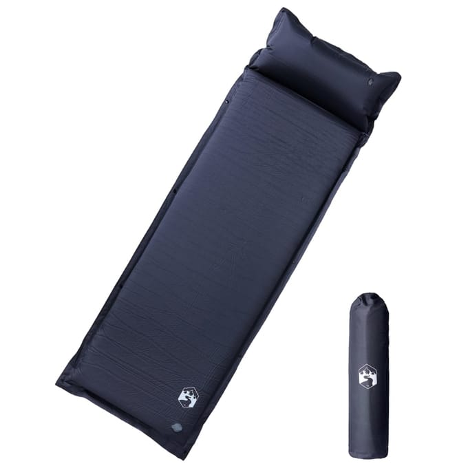 vidaXL - Kampeermatras - met - kussen - zelfopblazend - 1-persoons - grijs