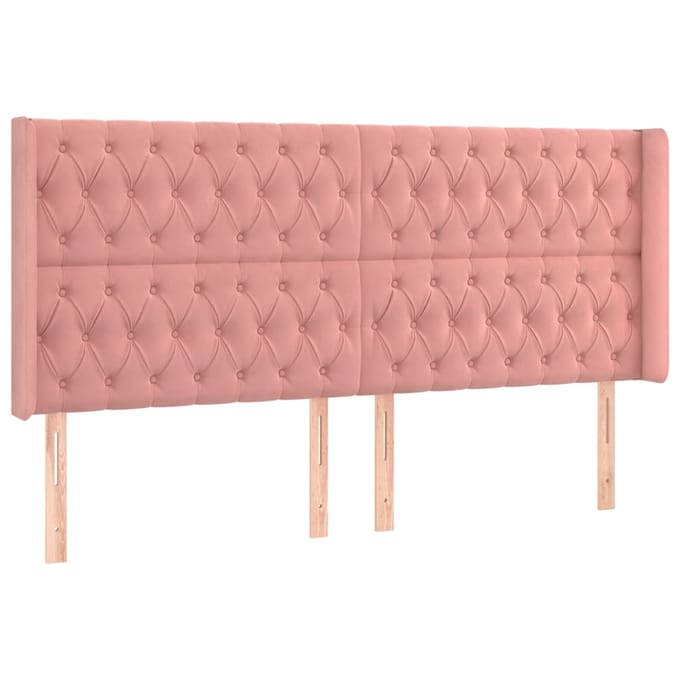 vidaXL - Hoofdbord - LED - 183x16x118/128 - cm - fluweel - roze