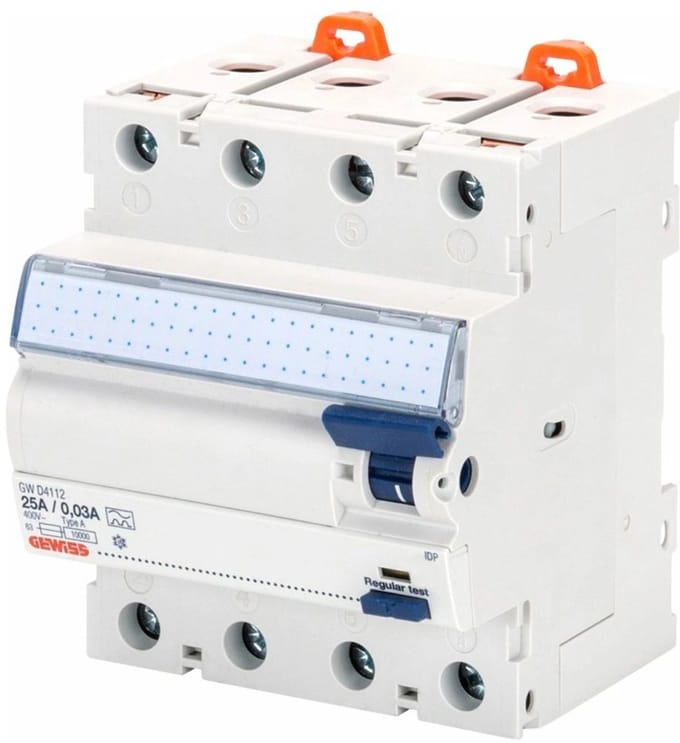 Gewiss AARDLEKSCHAKELAAR - IDP - 4P 40A TYPE A FLINK Idn=0,3A - 4 TE, GWD4134