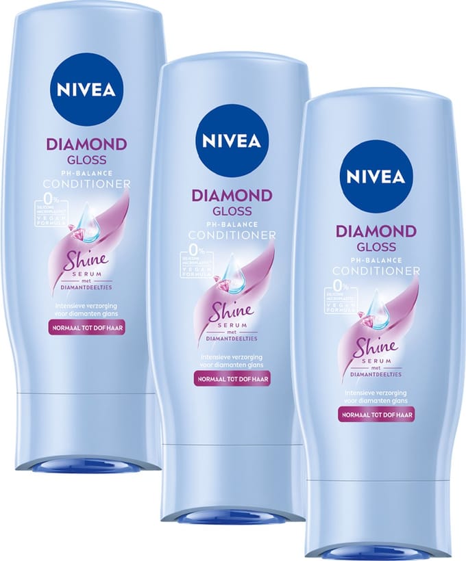 NIVEA Diamond Gloss Care Conditioner - 3 x 200 ml - Voordeelverpakking