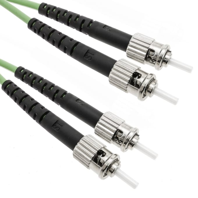 BeMatik - OM5 multimode glasvezelkabel duplex 50µm / 125µm ST / PC naar ST / PC 100 Gb 15m