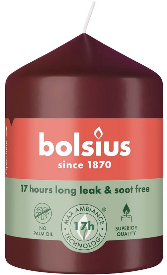 Bolsius - Stompkaars - Essentials - 80/58 - 1 Stuk - Velvet Red
