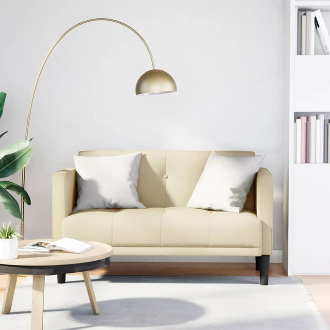 vidaXL - Loveseat - Bank - Crème - 111 - cm - Stof