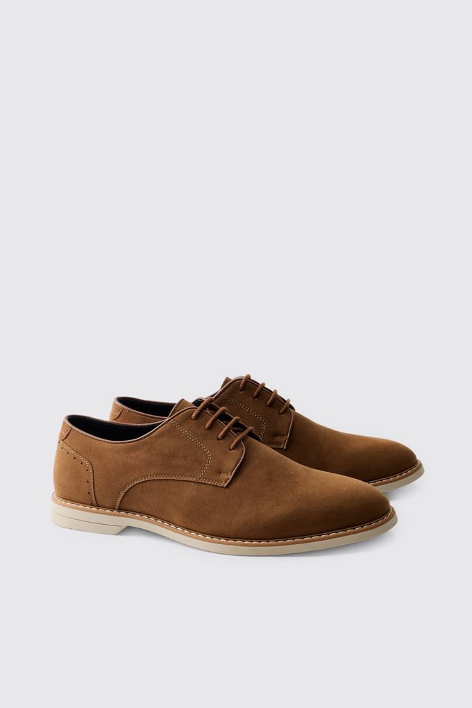 Faux Suède Derby Schoen | Tan | Size 42