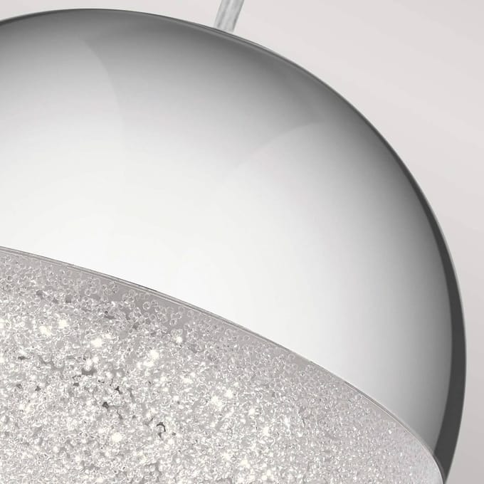 Quintiesse Moonlit LED hanglamp, chroomkleurig, aluminium, Ø 20 cm, globe